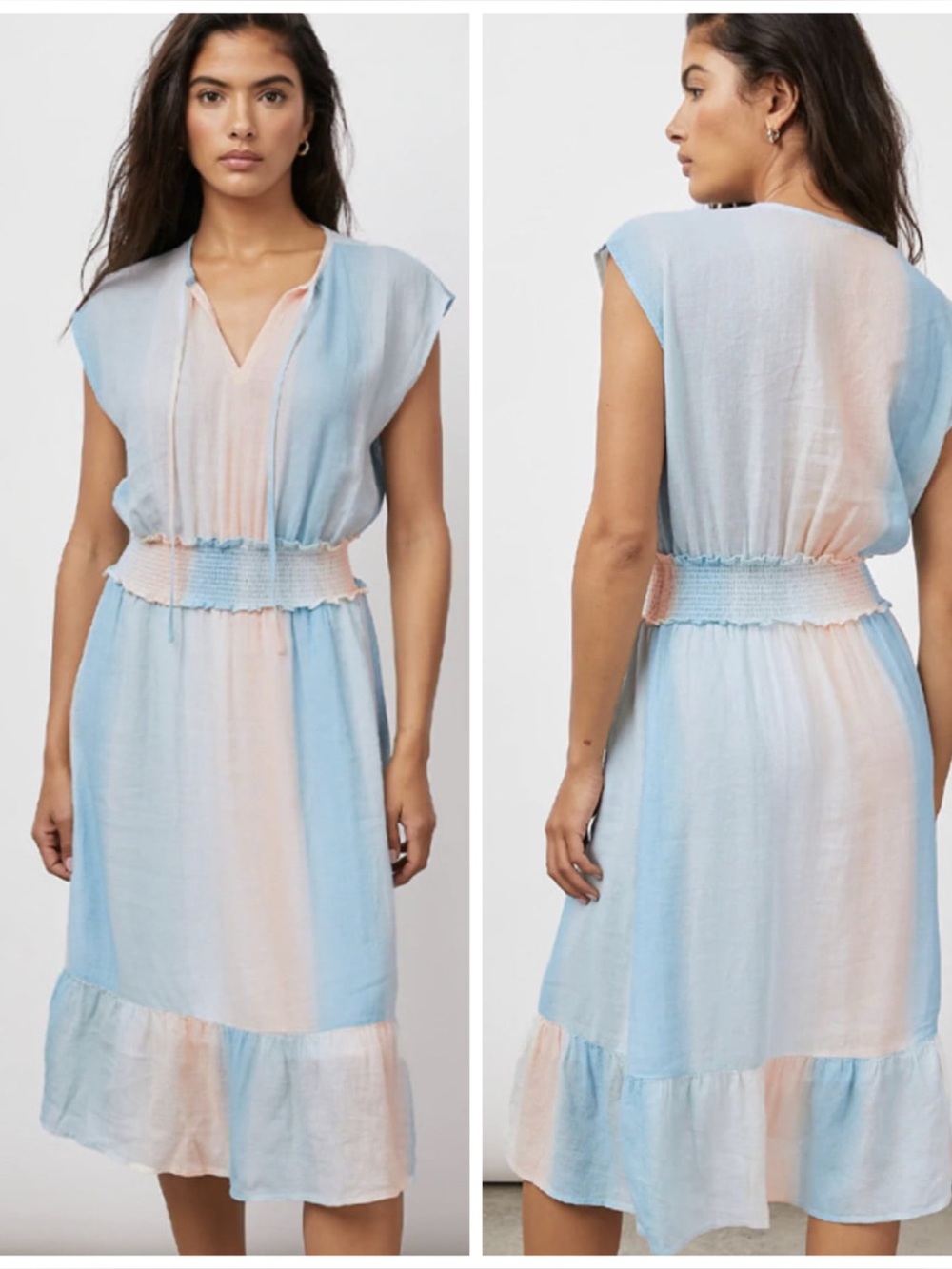 Rails Ashlyn Midi Linen Blend Dress in Sunset Gradient